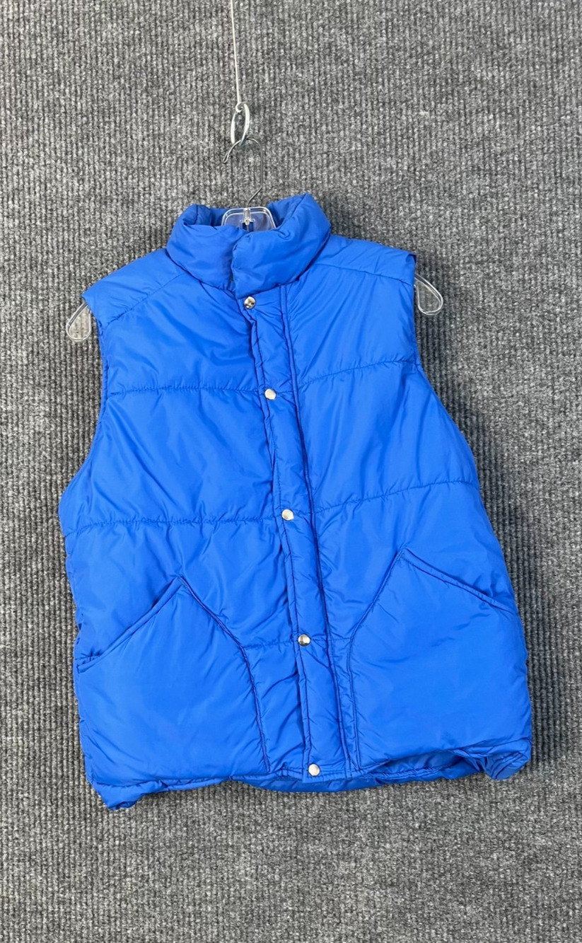 Vintage 70's Trailwise Berkeley Down Puffer Vest Blue Talon Zipper Women Medium